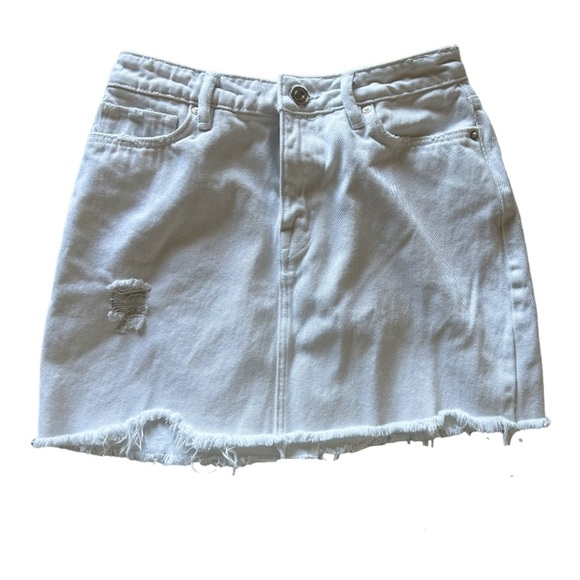 ALLSAINTS Woman’s Small White Ripped Denim Mini Skirt - Picture 1 of 9